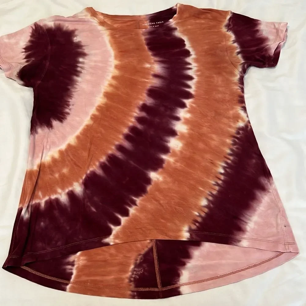 American Eagle size S short sleeve tie dye tunic longer in back EUC